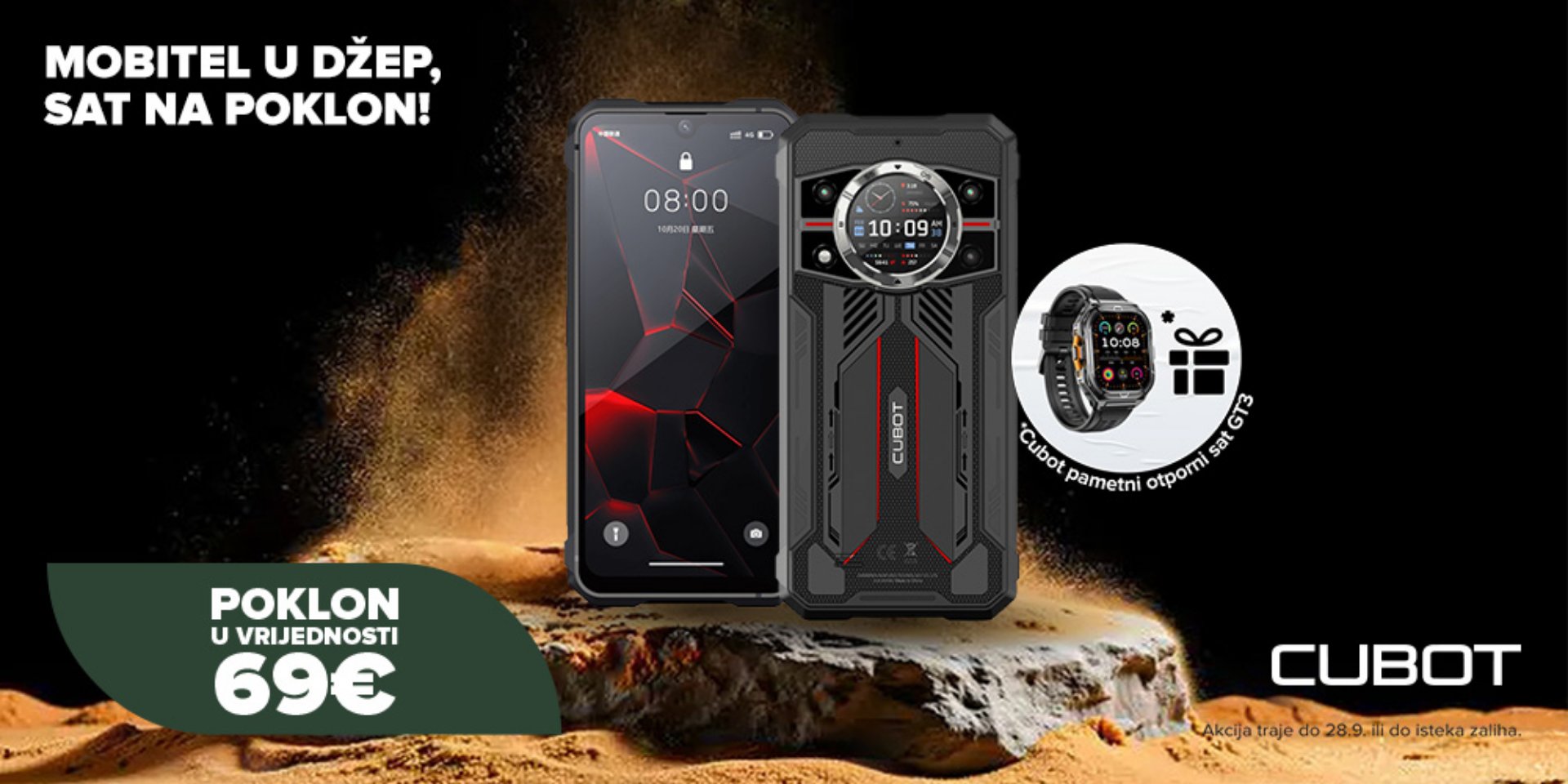 Kupi mobitel CUBOT KingKong 11 i na poklon dobivaš pametni sat CUBOT GT3